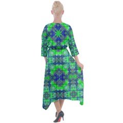 Quarter Sleeve Wrap Front Maxi Dress 