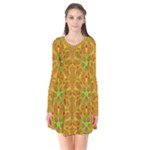 Mocha Morning (2) Long Sleeve V-neck Flare Dress