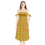 Mocha Morning (2) Shoulder Tie Bardot Midi Dress