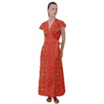 Bouquet Flutter Sleeve Maxi Dress