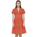 Bouquet Short Sleeve Waist Detail Dress