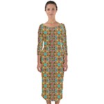 Baydello (2) Quarter Sleeve Midi Bodycon Dress