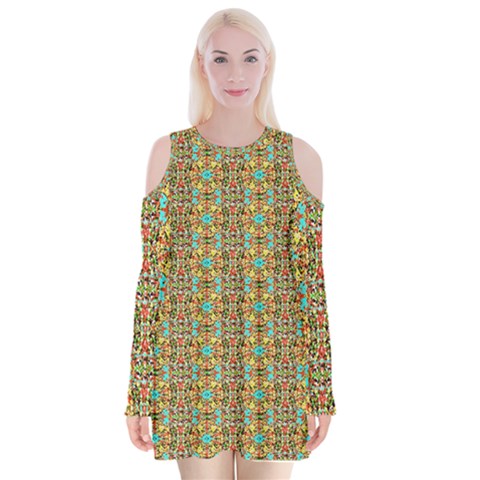 Baydello (2) Velvet Long Sleeve Shoulder Cutout Dress from ArtsNow.com