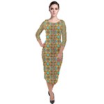 Baydello (2) Quarter Sleeve Midi Velour Bodycon Dress