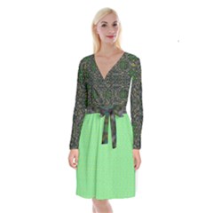 Long Sleeve Velvet Front Wrap Dress 