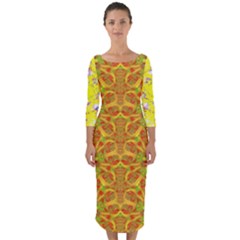Quarter Sleeve Midi Bodycon Dress 