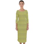 Petals (2) Quarter Sleeve Midi Bodycon Dress