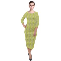 Quarter Sleeve Midi Velour Bodycon Dress 