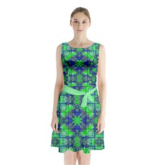 Sleeveless Waist Tie Chiffon Dress 