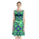 Carnatial Frequencee Sleeveless Waist Tie Chiffon Dress