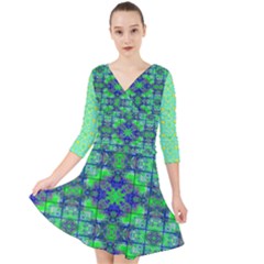 Quarter Sleeve Front Wrap Dress 