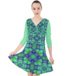 Carnatial Frequencee Quarter Sleeve Front Wrap Dress