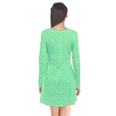 Long Sleeve V-neck Flare Dress 