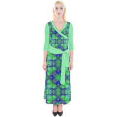 Quarter Sleeve Wrap Maxi Dress 