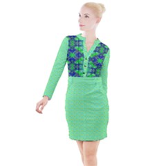 Button Long Sleeve Dress 