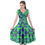 Carnatial Frequencee Cap Sleeve Wrap Front Dress