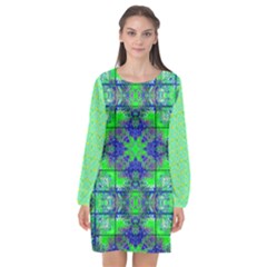 Long Sleeve Chiffon Shift Dress  
