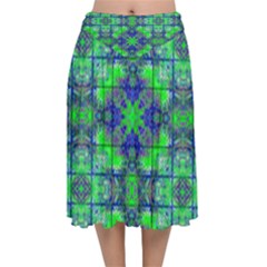 Velvet Flared Midi Skirt 
