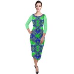 Carnatial Frequencee Quarter Sleeve Midi Velour Bodycon Dress