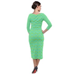 Quarter Sleeve Midi Velour Bodycon Dress 