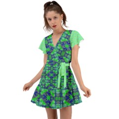 Flutter Sleeve Wrap Dress 