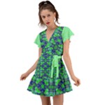 Carnatial Frequencee Flutter Sleeve Wrap Dress