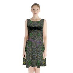 Sleeveless Waist Tie Chiffon Dress 