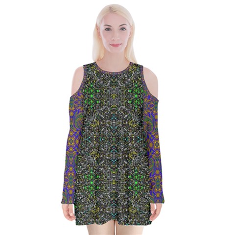 Cii (2) Idunno Velvet Long Sleeve Shoulder Cutout Dress from ArtsNow.com