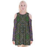 Cii (2) Idunno Velvet Long Sleeve Shoulder Cutout Dress