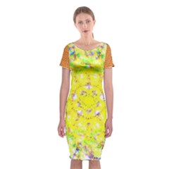 Classic Short Sleeve Midi Dress Front Classic Short Sleeve Midi Dress Front