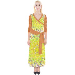 Quarter Sleeve Wrap Maxi Dress 