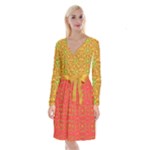 Mocha Morning (3) Bouquet Long Sleeve Velvet Front Wrap Dress