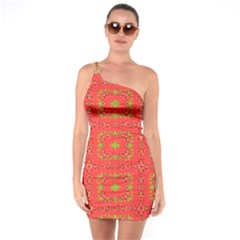 One Shoulder Ring Trim Bodycon Dress 