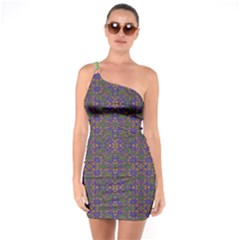 One Shoulder Ring Trim Bodycon Dress 