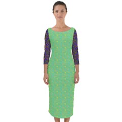 Quarter Sleeve Midi Bodycon Dress 