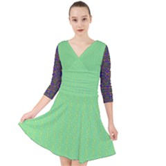 Quarter Sleeve Front Wrap Dress 