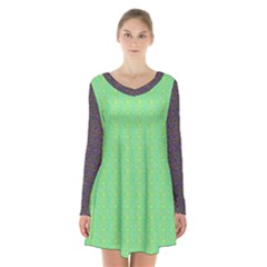 Long Sleeve Velvet V-neck Dress 