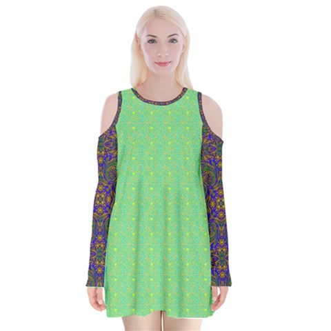 Cii (2) Flower Girl Velvet Long Sleeve Shoulder Cutout Dress from ArtsNow.com