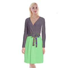 Long Sleeve Velvet Front Wrap Dress 
