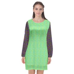 Long Sleeve Chiffon Shift Dress  