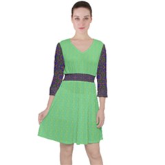 Quarter Sleeve Ruffle Waist Dress 