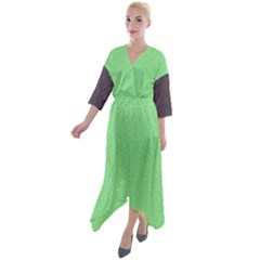 Quarter Sleeve Wrap Front Maxi Dress 