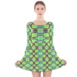 Nowwhat (2) Long Sleeve Velvet Skater Dress