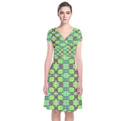 Short Sleeve Front Wrap Dress 