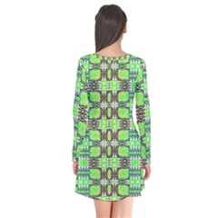 Long Sleeve V-neck Flare Dress 