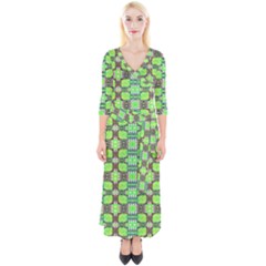 Quarter Sleeve Wrap Maxi Dress 
