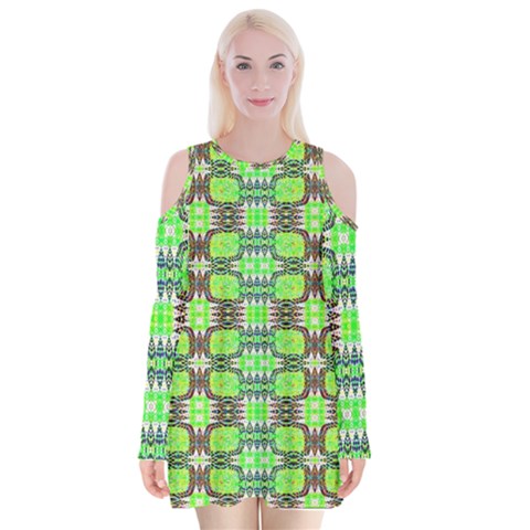 Nowwhat (2) Velvet Long Sleeve Shoulder Cutout Dress from ArtsNow.com