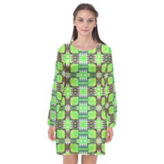 Long Sleeve Chiffon Shift Dress  