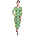 Nowwhat (2) Quarter Sleeve Midi Velour Bodycon Dress