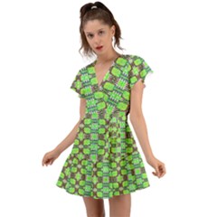 Flutter Sleeve Wrap Dress 